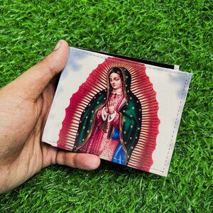 Virgin Mary Printed Leather Bifold Men’s Wallet, Slim, Durable Men's Wallet